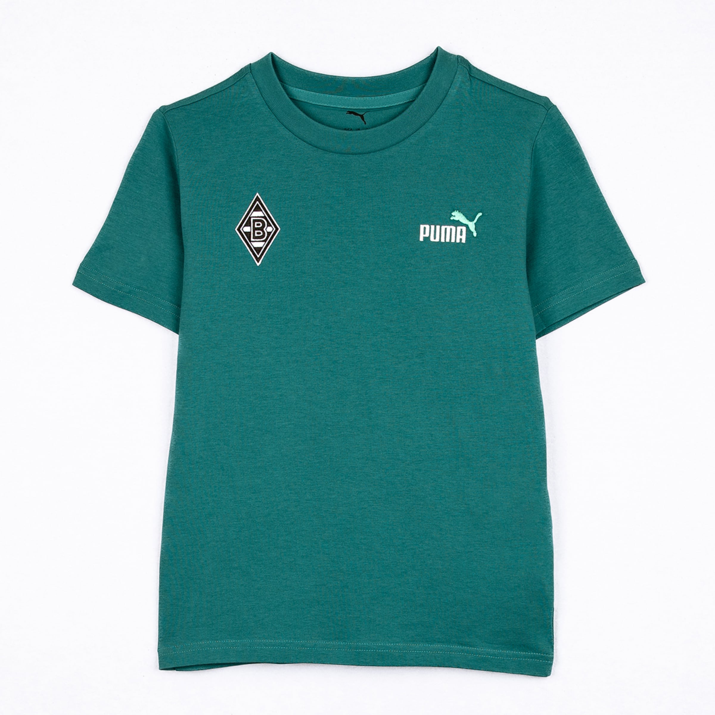 Dark green Puma t-shirt with Borussia Mönchengladbach crest and white Puma logo on the chest.