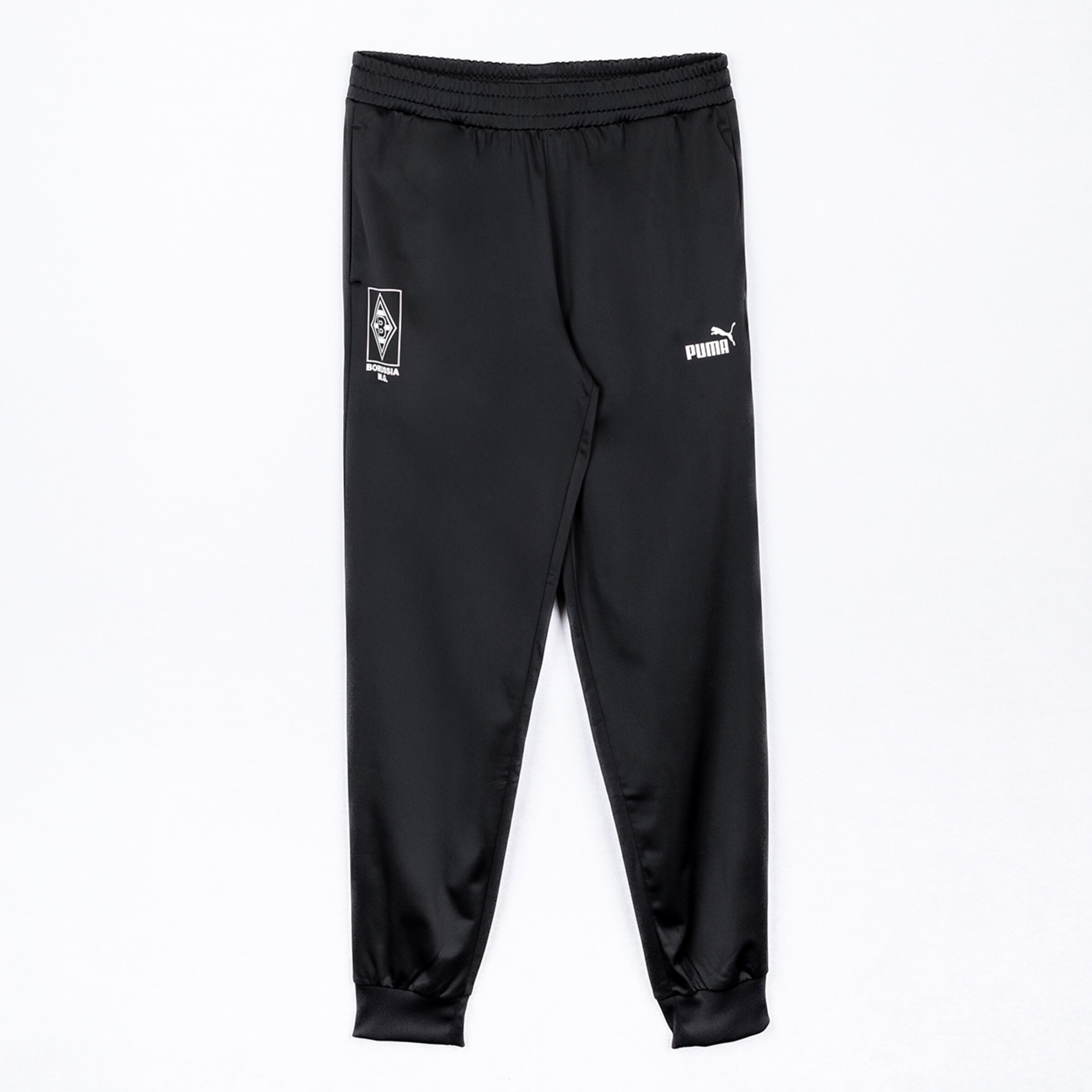 Black Puma training pants featuring Borussia Mönchengladbach logo.