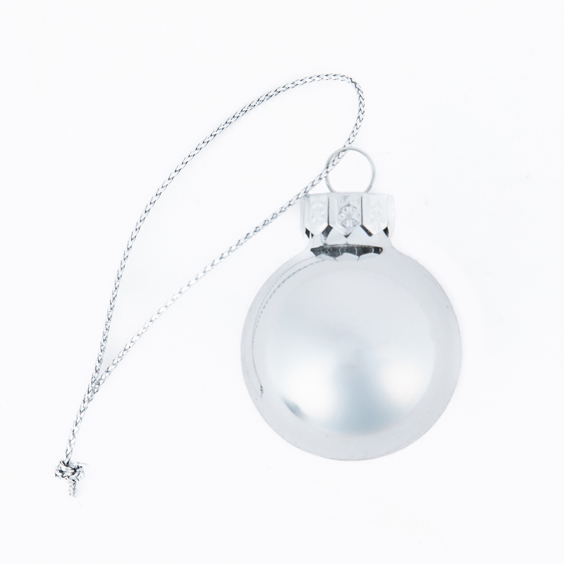 Silver Christmas ornament with a hanging string