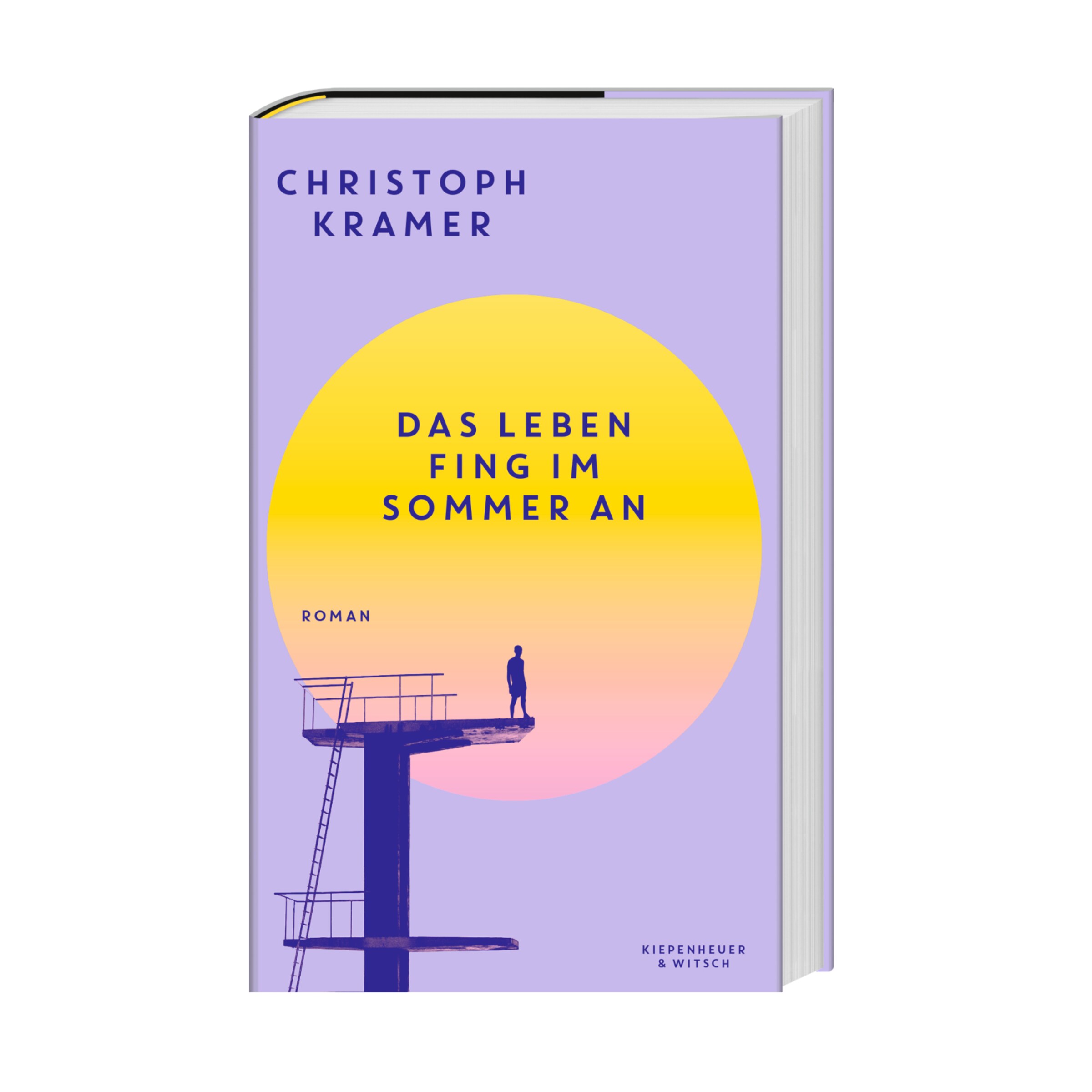 Buchcover von Das Leben fing im Sommer an von Christoph Kramer zeigt eine Silhouette auf einem Sprungbrett.