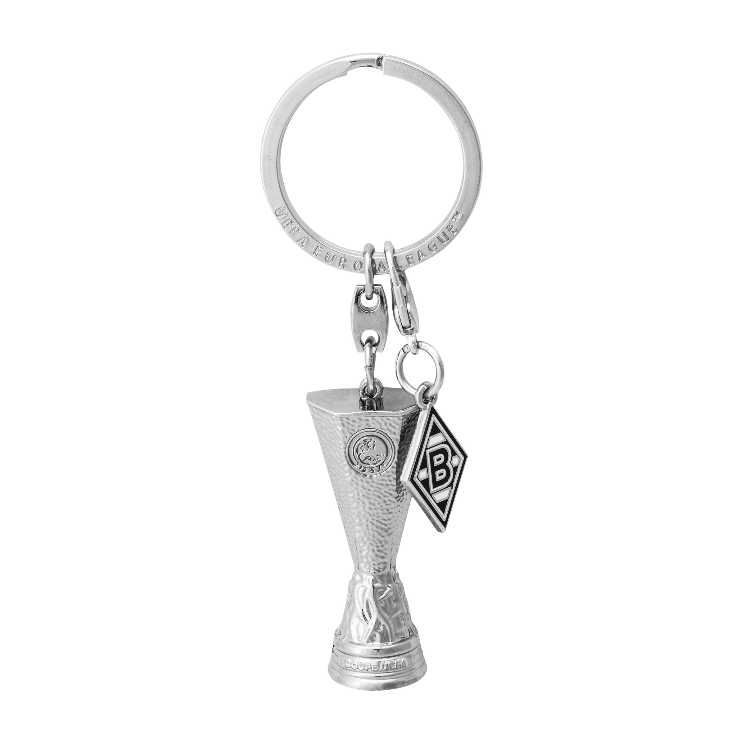 Keychain shaped like a trophy featuring the Borussia Mönchengladbach logo.