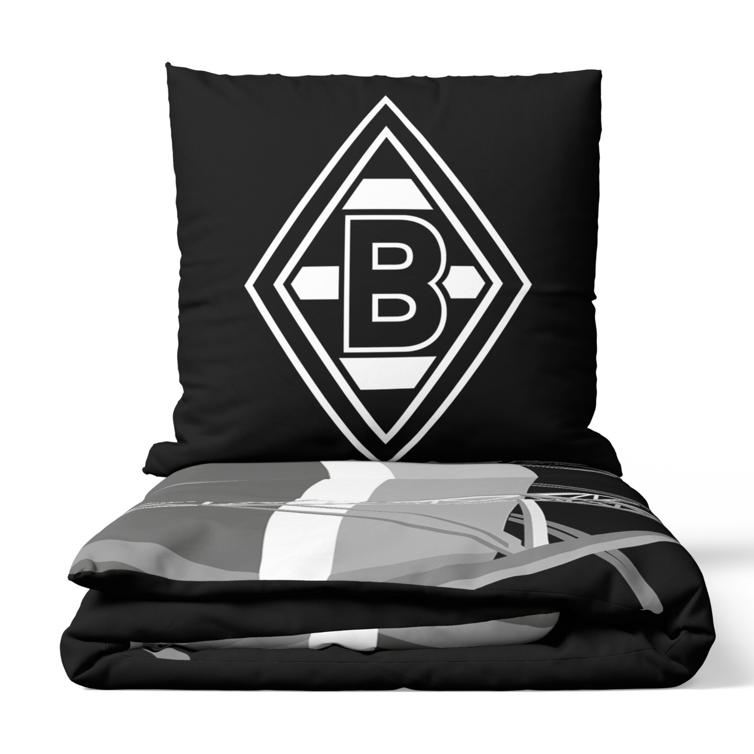 Schwarze Bettwäsche mit dem Borussia Mönchengladbach Logo