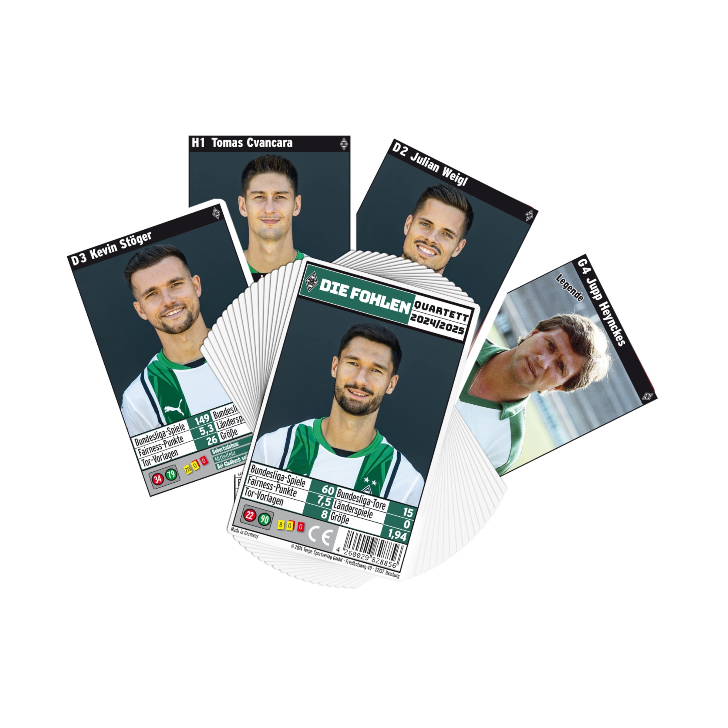 Trading cards of Borussia Mönchengladbach players including Kevin Stöger Tomas Cyancara Julian Weigl and Jürgen Klinsmann.