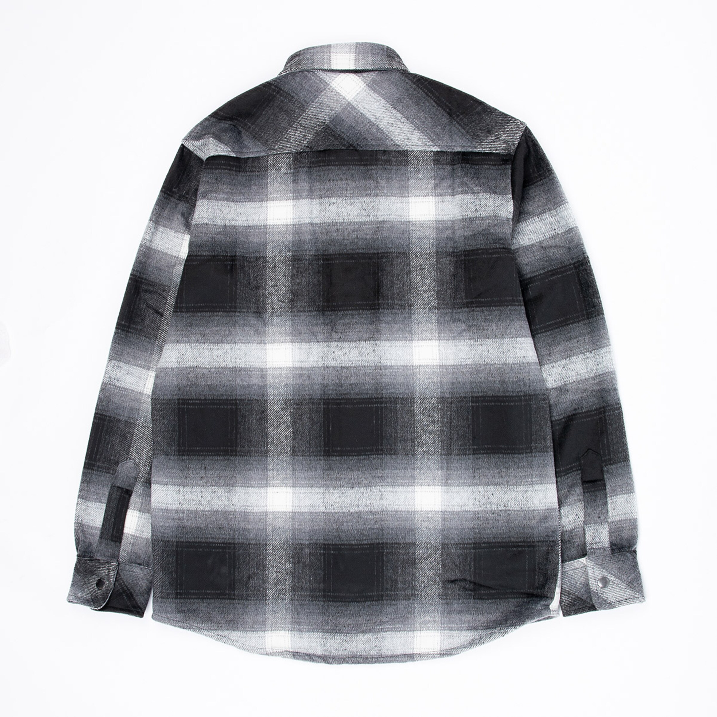 Karierte Hemd-Rückansicht in Schwarz und Grau