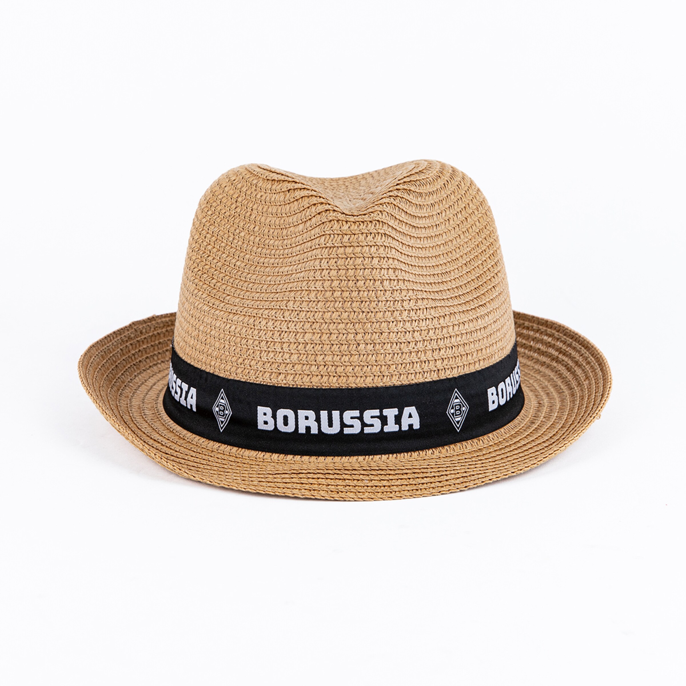 Straw hat with a black band featuring BORUSSIA lettering.