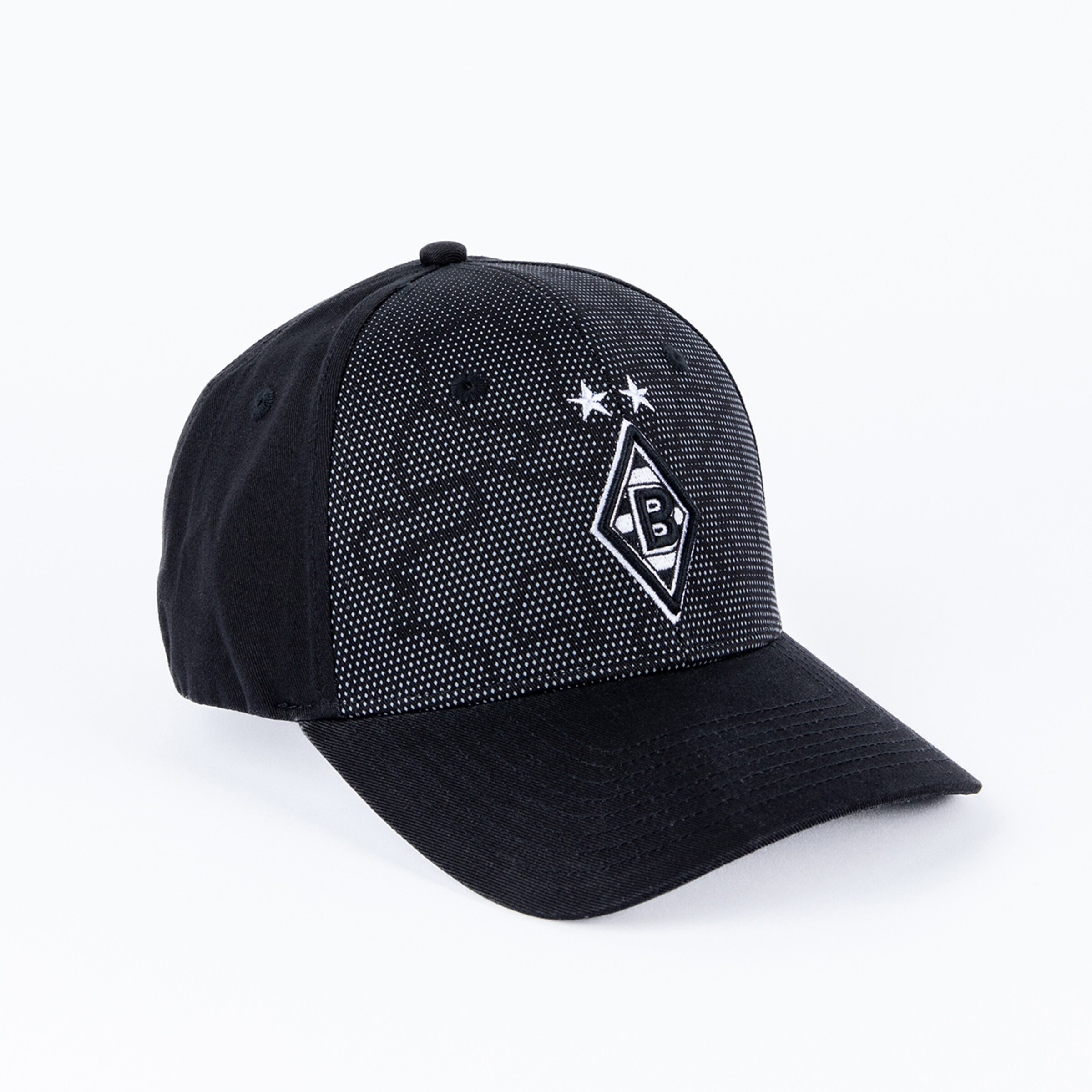 Schwarze Cap mit Borussia Mönchengladbach-Logo und zwei Sternen.
